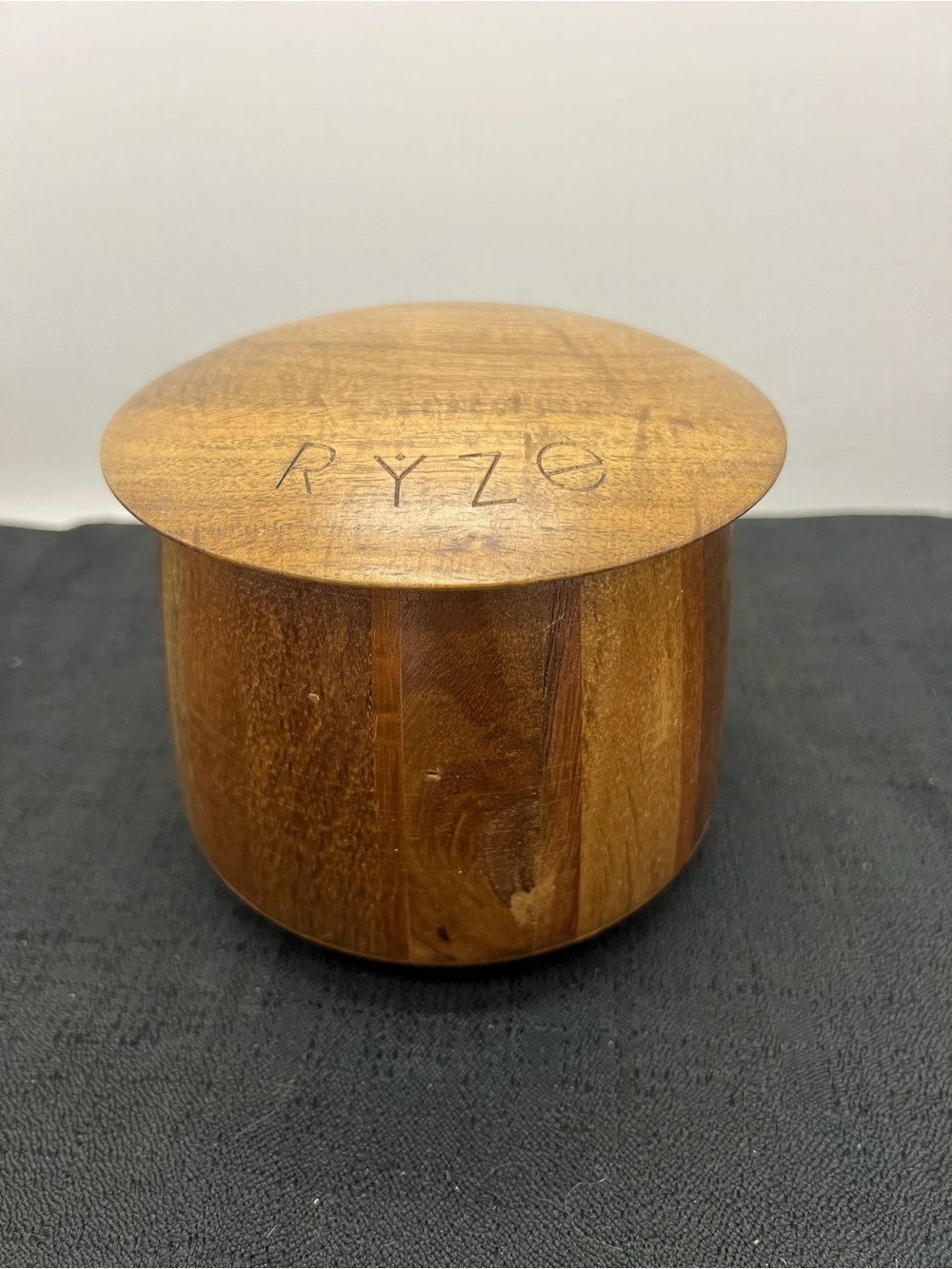 RYZE Acacia Wood Mushroom Canister with lid